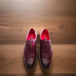 Moretti Black Label Oxford Dress Shoes Men 9M Burgundy Cap Toe Leather New